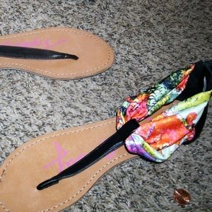 #484 Fabric & Leather Slingback Sandals